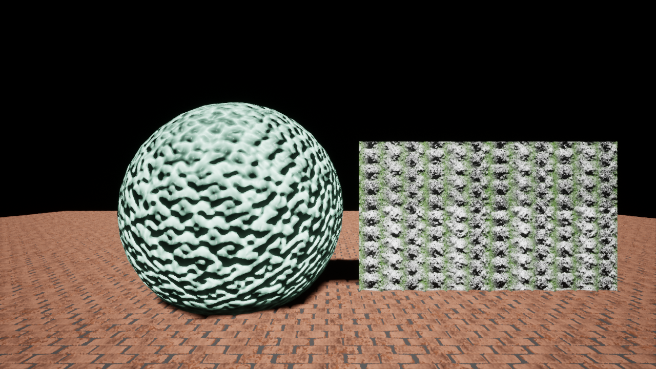 a visual demonstration of a hash function on a sphere and a plane, repetition is very visible